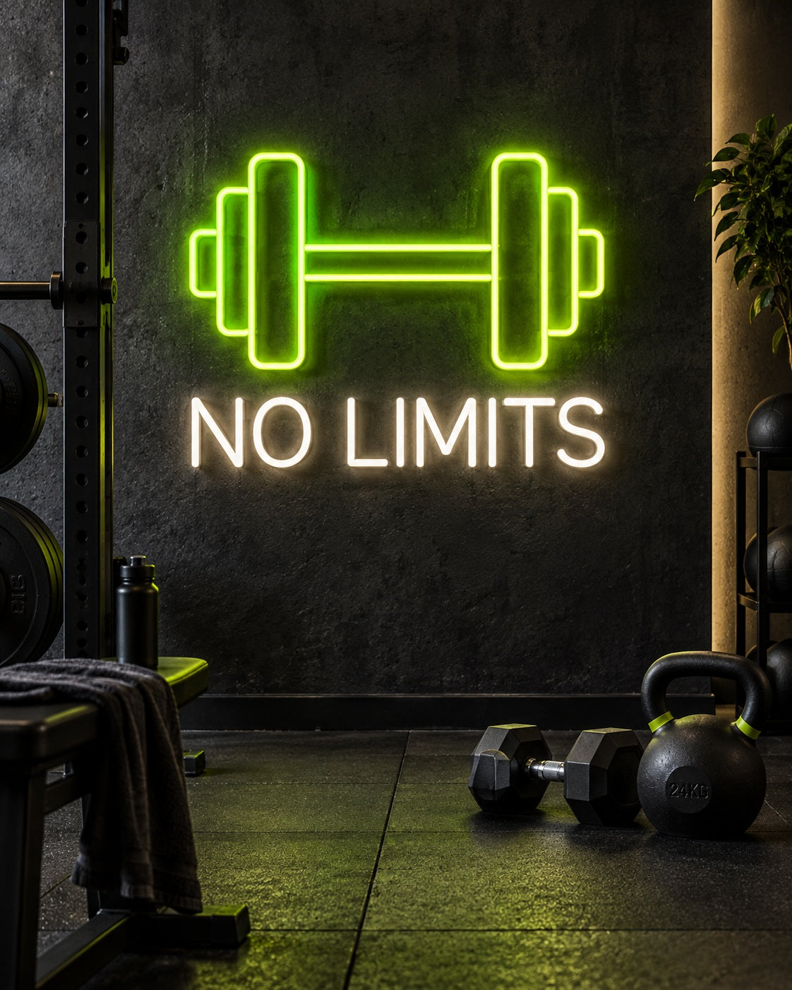 Gyms & Fitness Neon Signs neon sign in a premium interior — The Neon Factory