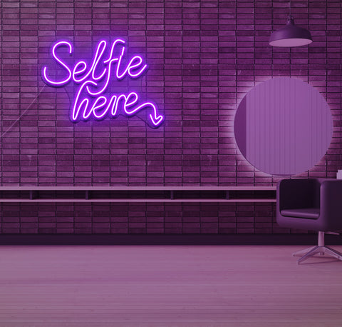 Selfie Here LED Neon Sign