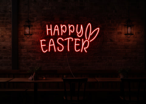 Happy Easter Bunny Ears LED Neon Sign