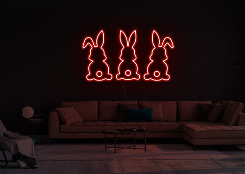 Three Bunnies LED Neon Sign