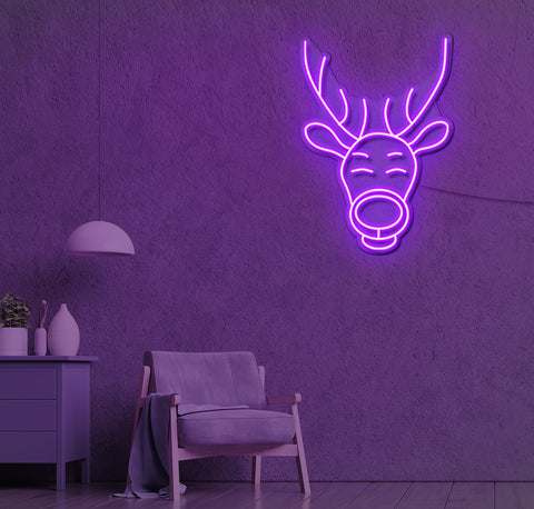 Happy Reindeer LED Neon Sign