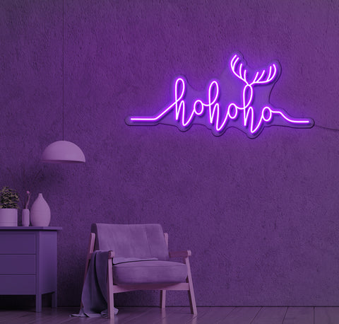 Ho Ho Ho Antlers LED Neon Sign