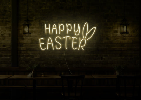 Happy Easter Bunny Ears LED Neon Sign