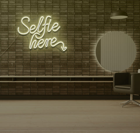 Selfie Here LED Neon Sign