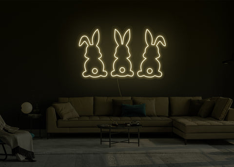 Three Bunnies LED Neon Sign