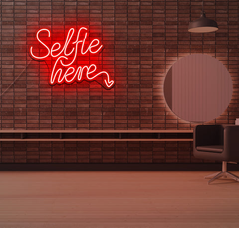 Selfie Here LED Neon Sign