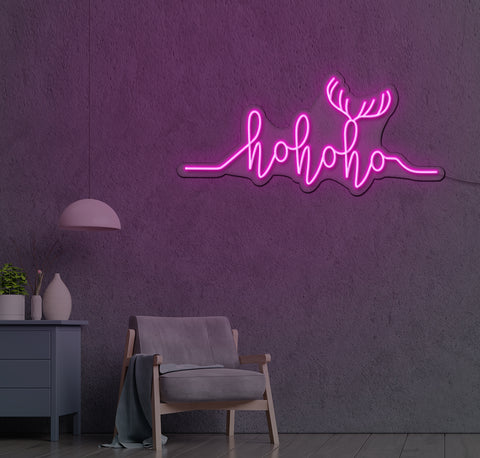 Ho Ho Ho Antlers LED Neon Sign