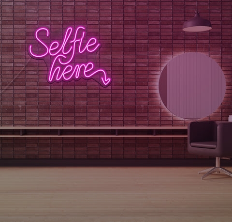 Selfie Here LED Neon Sign