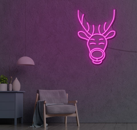 Happy Reindeer LED Neon Sign