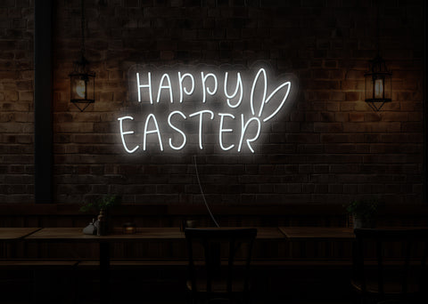 Happy Easter Bunny Ears LED Neon Sign