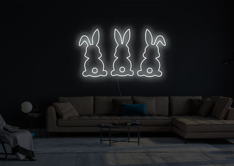 Three Bunnies LED Neon Sign