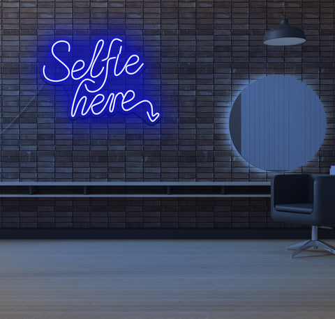 Selfie Here LED Neon Sign