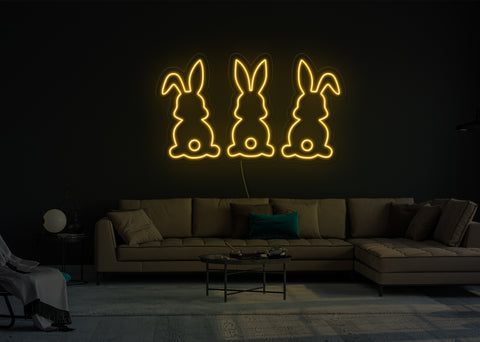 Three Bunnies LED Neon Sign