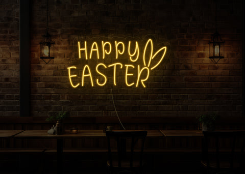 Happy Easter Bunny Ears LED Neon Sign
