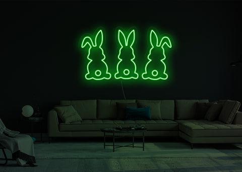Three Bunnies LED Neon Sign