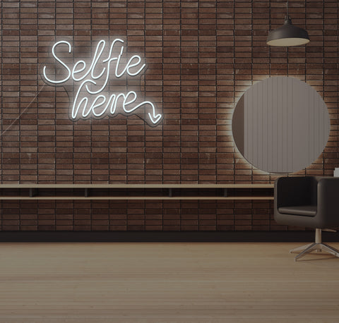 Selfie Here LED Neon Sign
