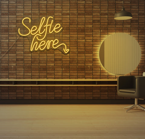 Selfie Here LED Neon Sign