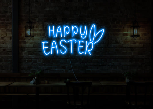 Happy Easter Bunny Ears LED Neon Sign