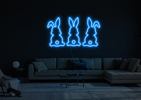 Three Bunnies LED Neon Sign