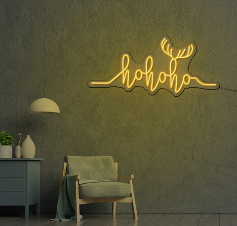 Ho Ho Ho Antlers LED Neon Sign