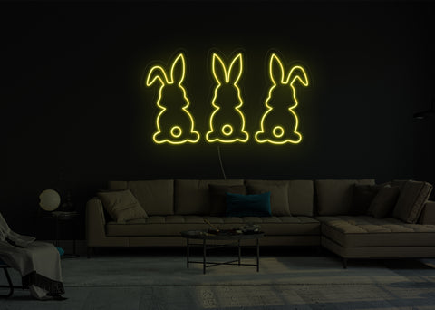 Three Bunnies LED Neon Sign