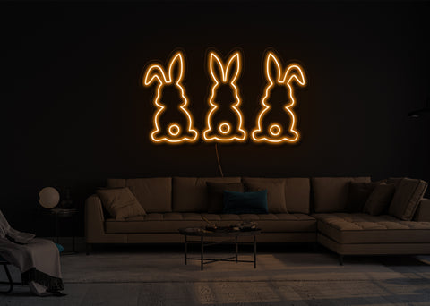 Three Bunnies LED Neon Sign