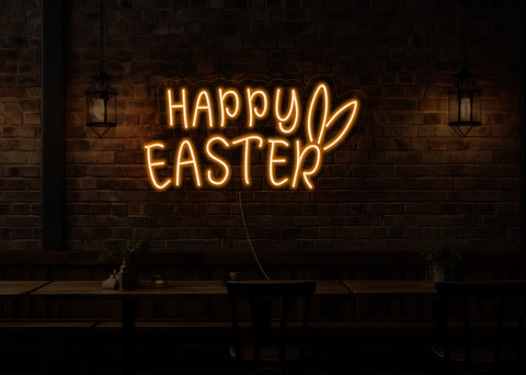 Happy Easter Bunny Ears LED Neon Sign