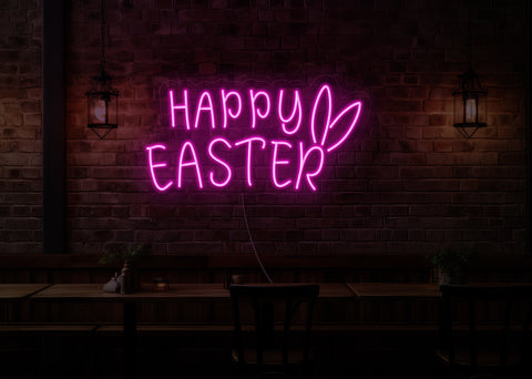 Happy Easter Bunny Ears LED Neon Sign