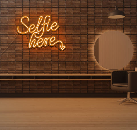 Selfie Here LED Neon Sign