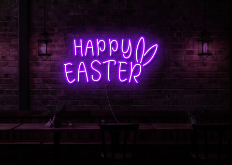 Happy Easter Bunny Ears LED Neon Sign