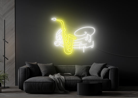Saxophones Notes LED Neon Sign