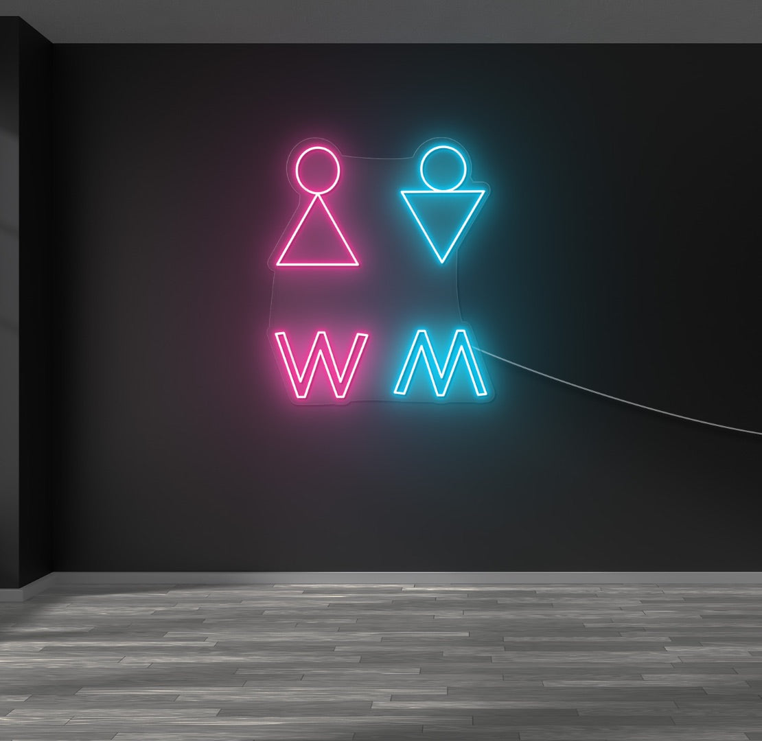 W Pink M Blue LED Neon Sign