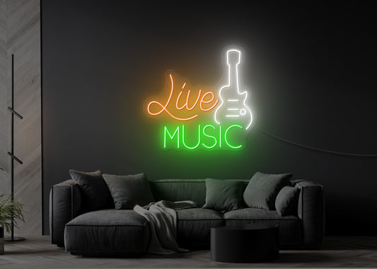 Live Guitar LED Neon Sign