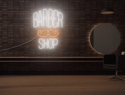 The Barbershop Moustache LED Neon Sign